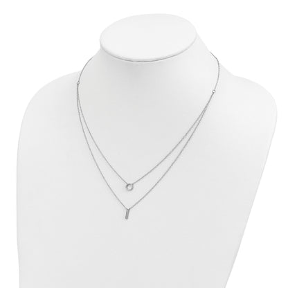 Sterling Silver Rhodium-plated CZ  2-Strand Necklace