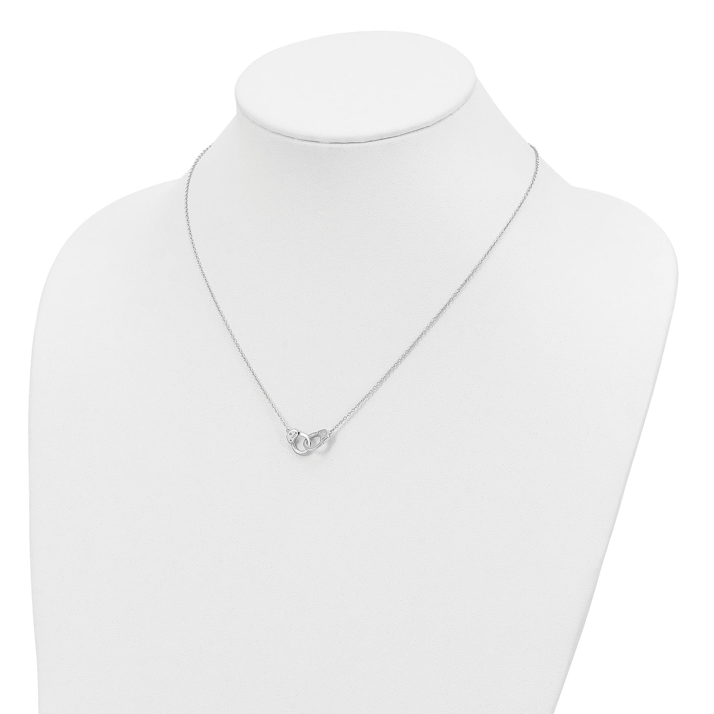 Sterling Silver Rhodium-plated Handcuff Necklace