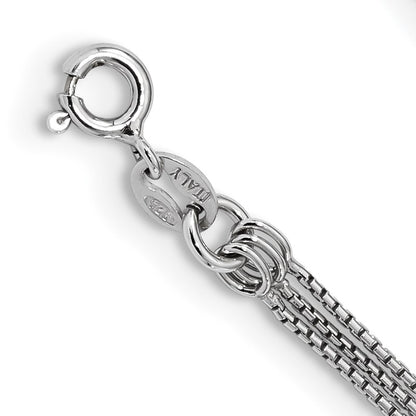 Sterling Silver Rhod-plated Diamond-cut Gold/Rose-tone 3 Strand Necklace