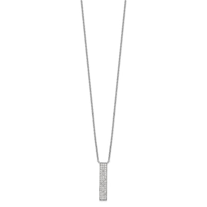 Sterling Silver Rhodium-plated CZ Dangle Bar Necklace