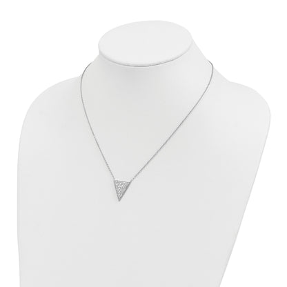 Sterling Silver Rhodium-plated CZ Triangle Dangle Necklace
