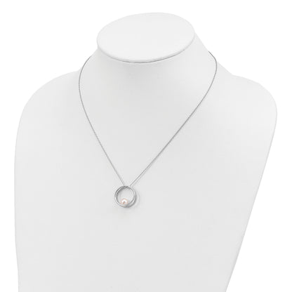Sterling Silver Rhodium-plated 7-8mm White Round Freshwater Cultured Pearl 18 inch Necklace