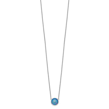 Sterling Silver Rhodium-plated Synthetic Blue Opal 18in Necklace