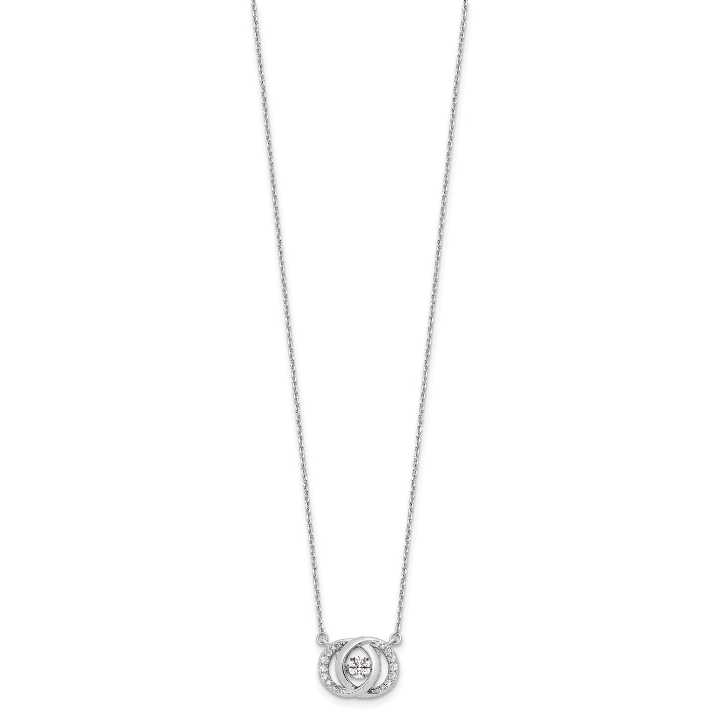 Sterling Silver Platinum-plate CZ w/two 1in ext. Necklace