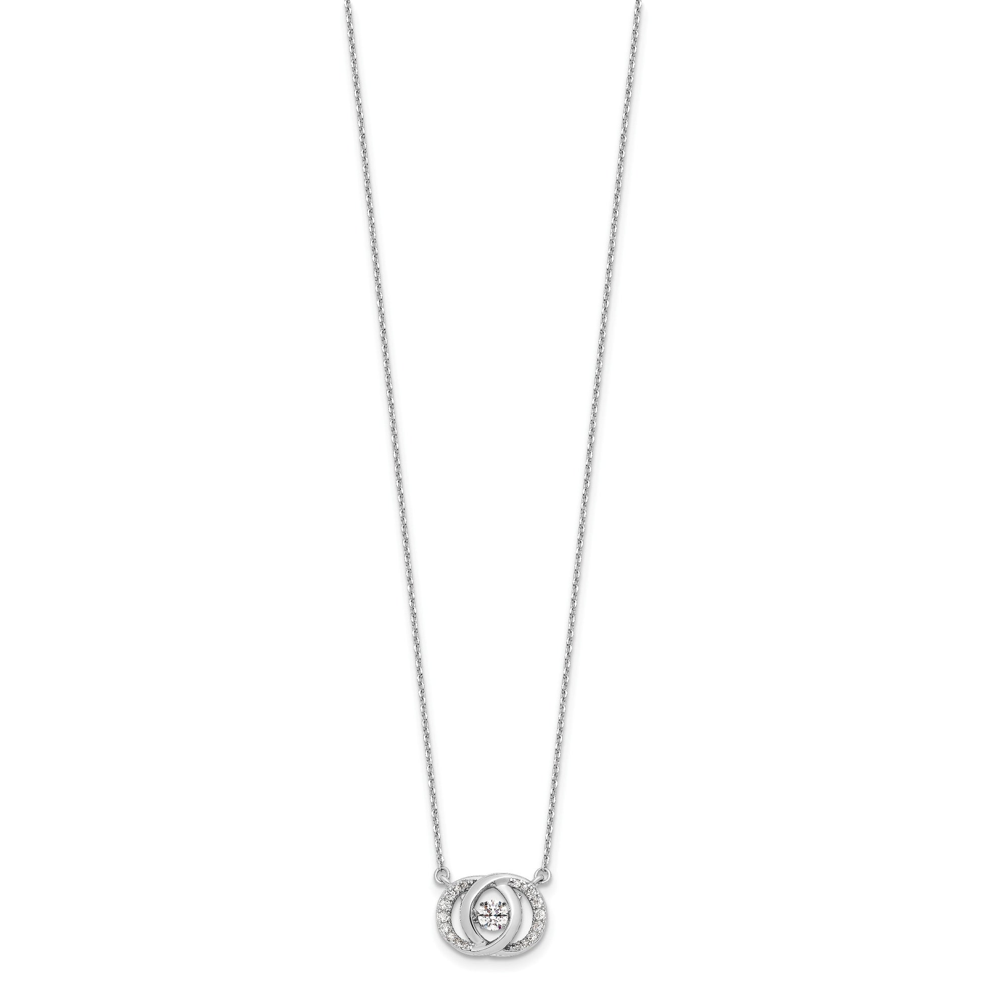 Sterling Silver Platinum-plate CZ w/two 1in ext. Necklace