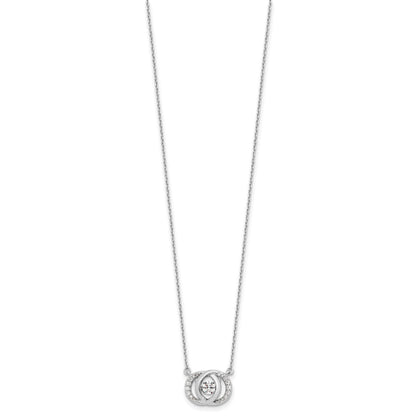 Sterling Silver Platinum-plate CZ w/two 1in ext. Necklace