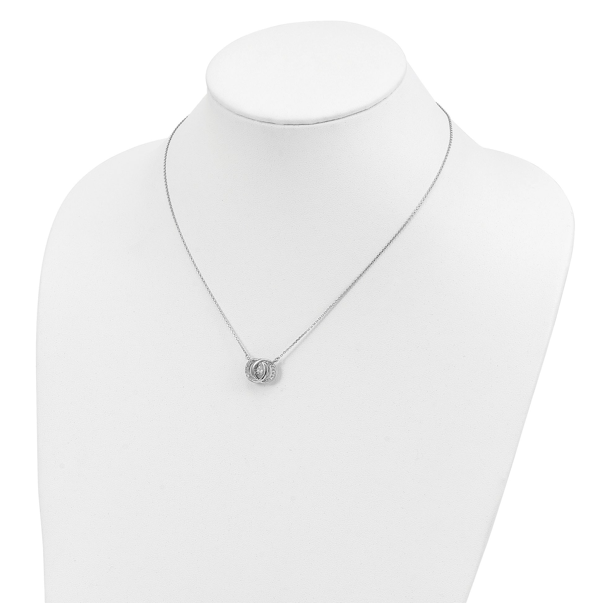Sterling Silver Platinum-plate CZ w/two 1in ext. Necklace