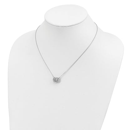 Sterling Silver Platinum-plate CZ w/two 1in ext. Necklace