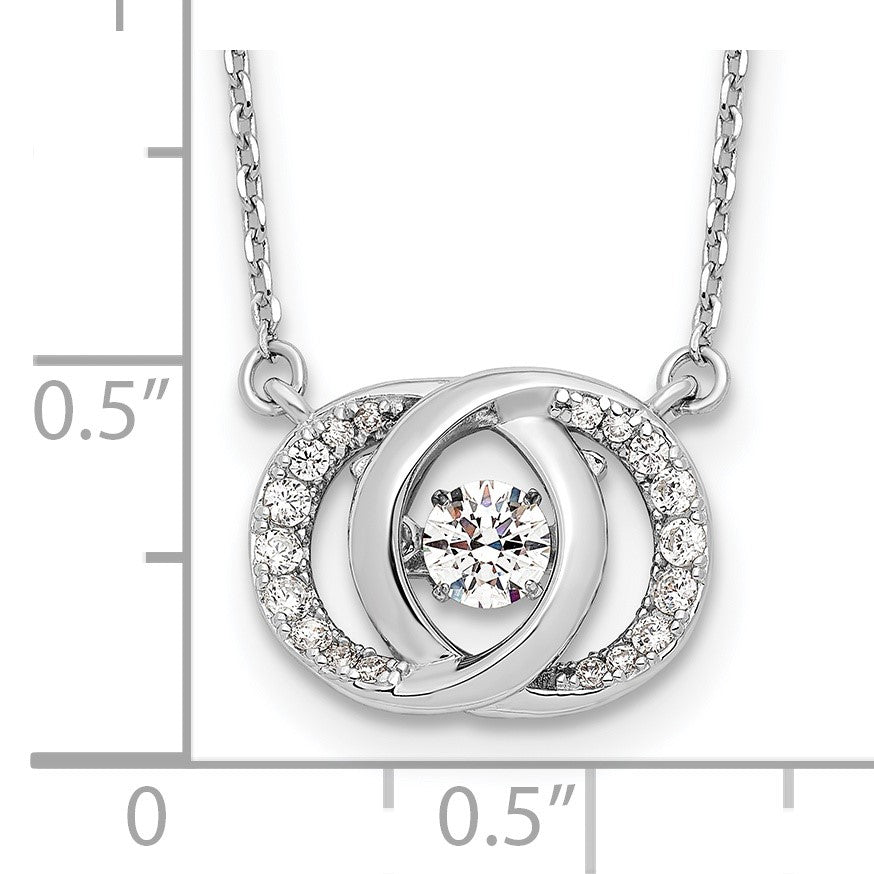 Sterling Silver Platinum-plate CZ w/two 1in ext. Necklace