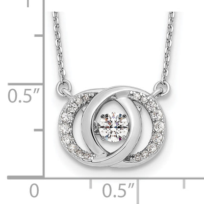 Sterling Silver Platinum-plate CZ w/two 1in ext. Necklace