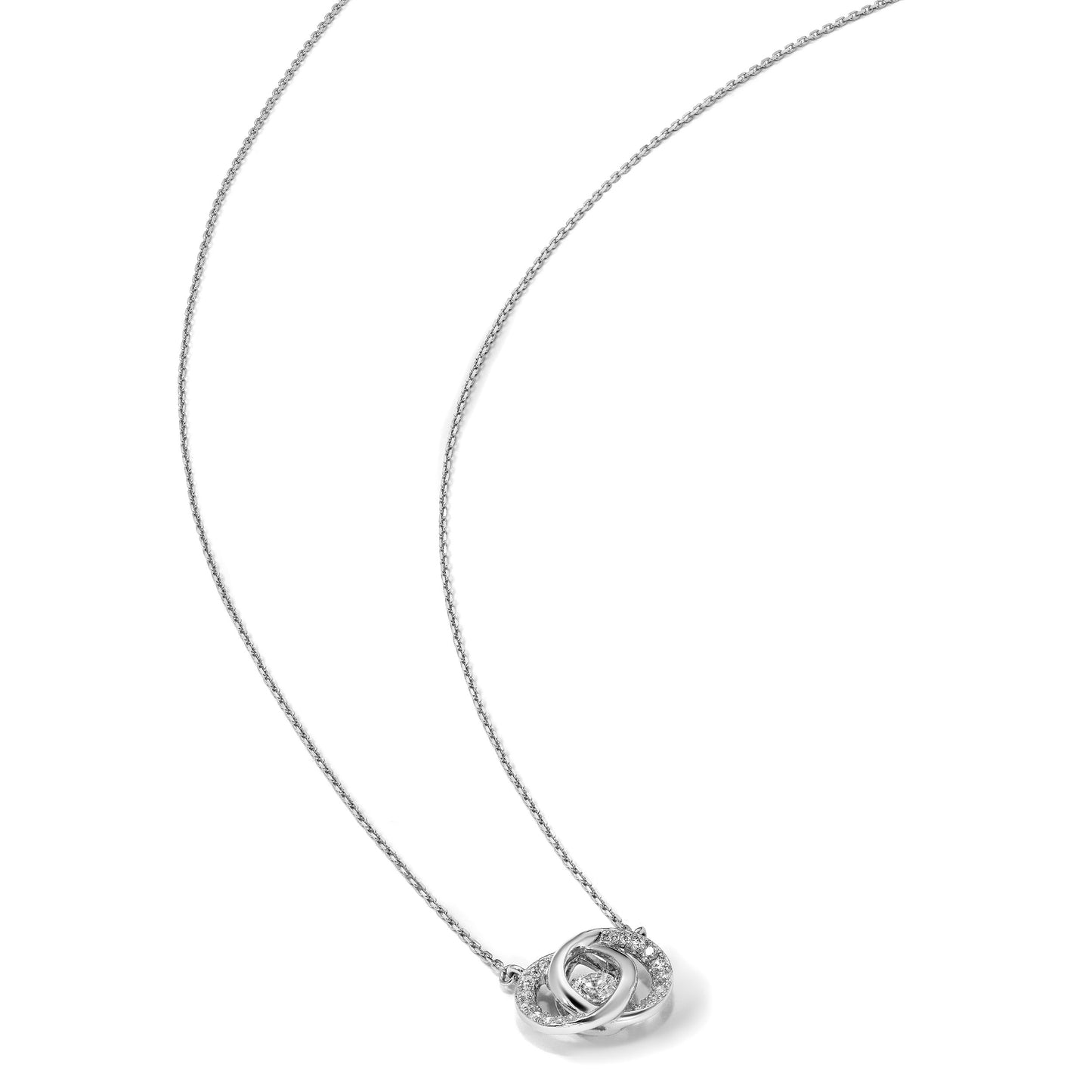 Sterling Silver Platinum-plate CZ w/two 1in ext. Necklace