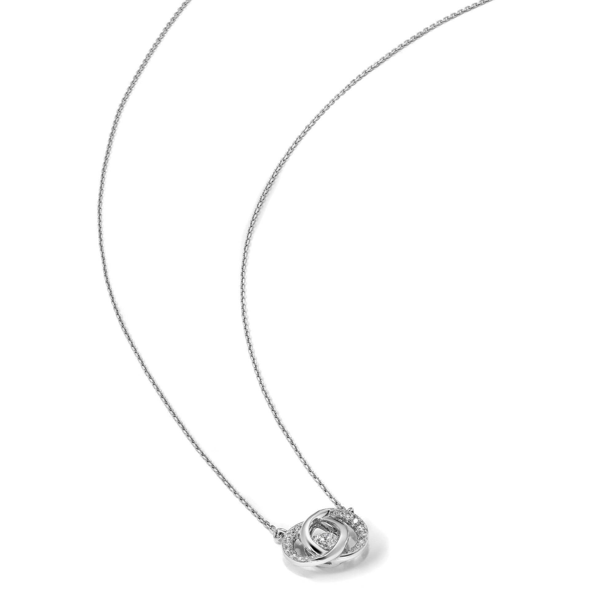Sterling Silver Platinum-plate CZ w/two 1in ext. Necklace