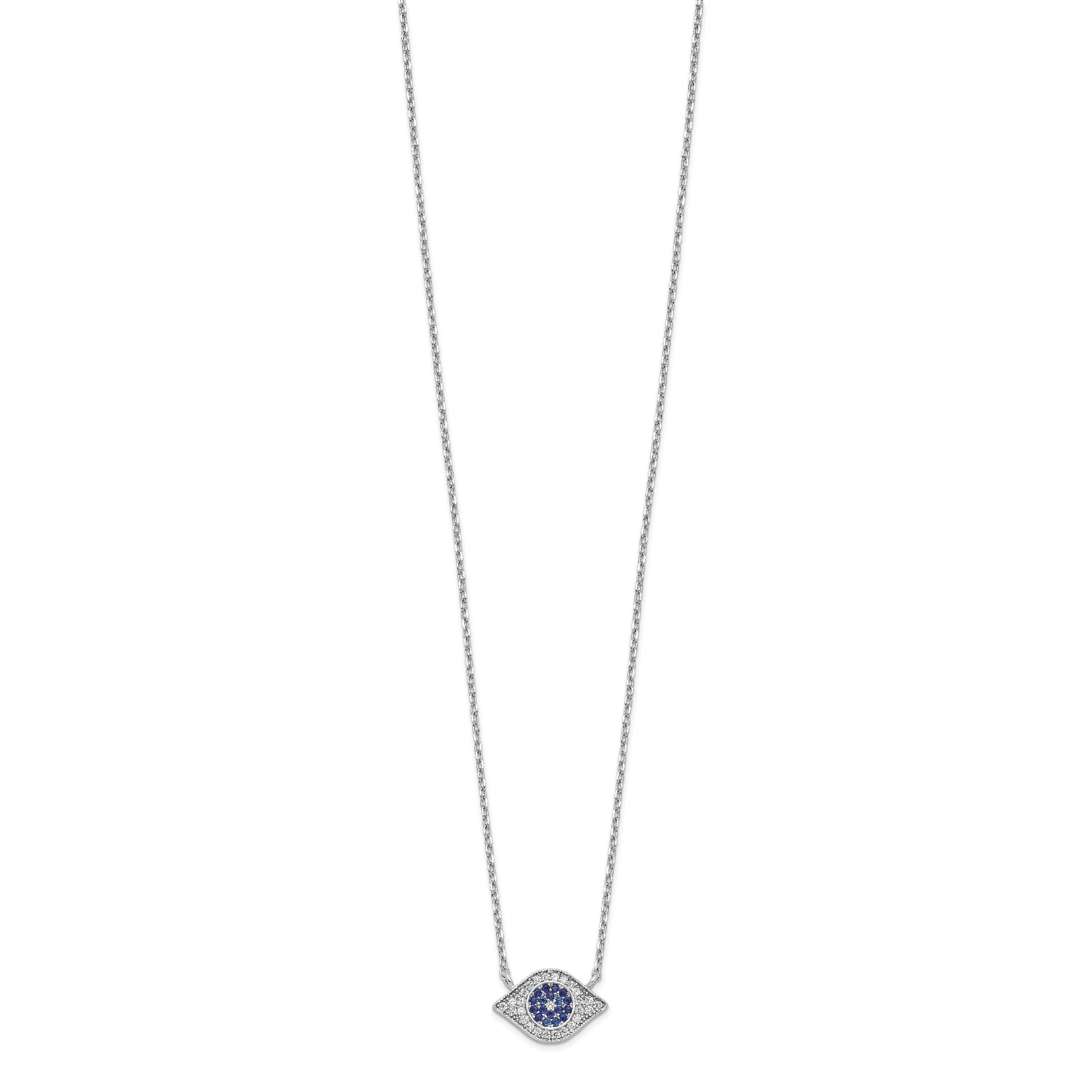 Sterling Silver Rhodium-plated Polished CZ Eye 17 inch Necklace