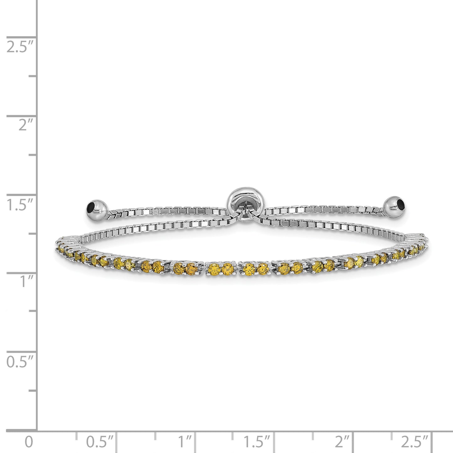 Sterling Silver Rhodium-plated August Light Green CZ Adjustable Bracelet