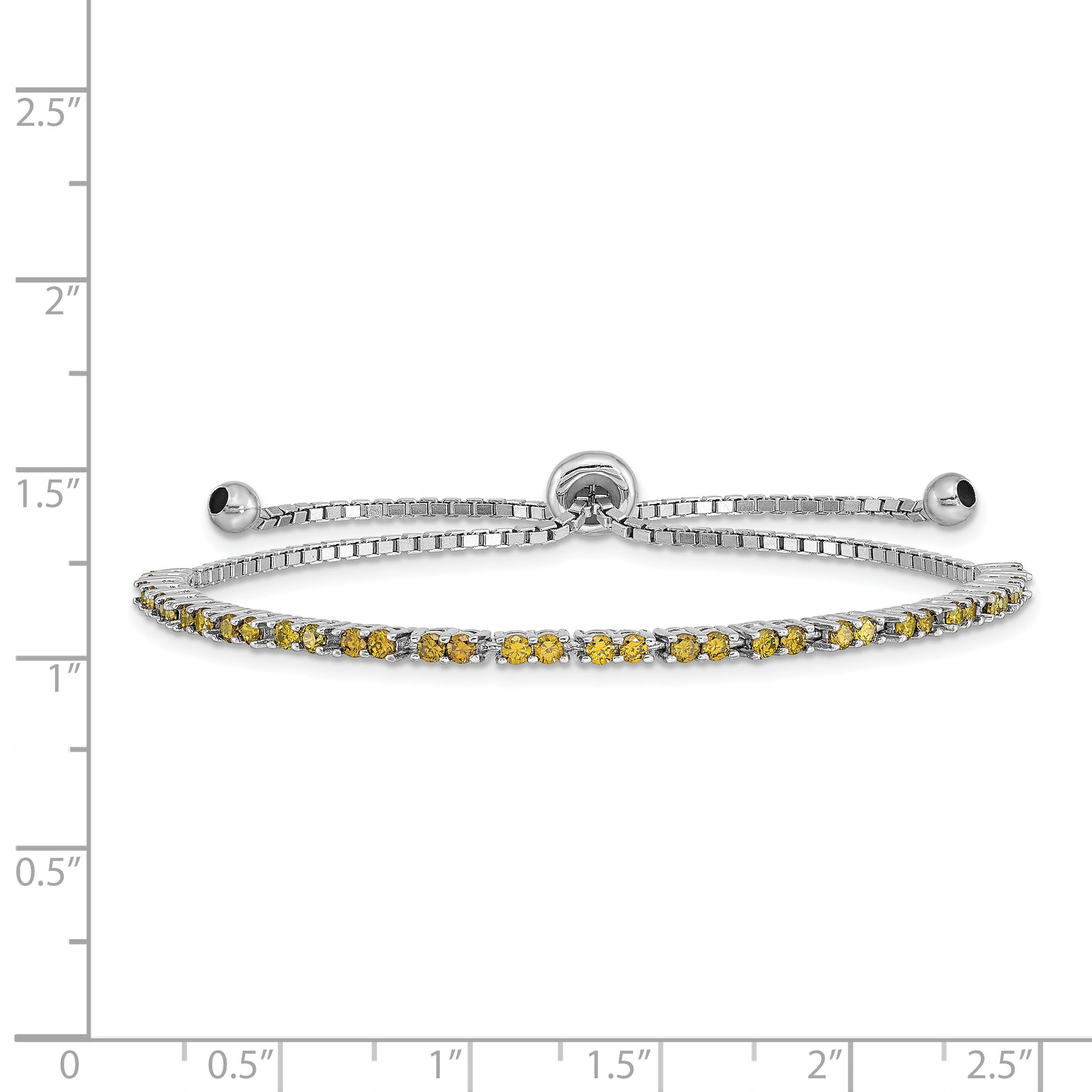 Sterling Silver Rhodium-plated August Light Green CZ Adjustable Bracelet
