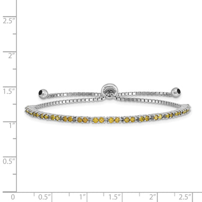 Sterling Silver Rhodium-plated August Light Green CZ Adjustable Bracelet