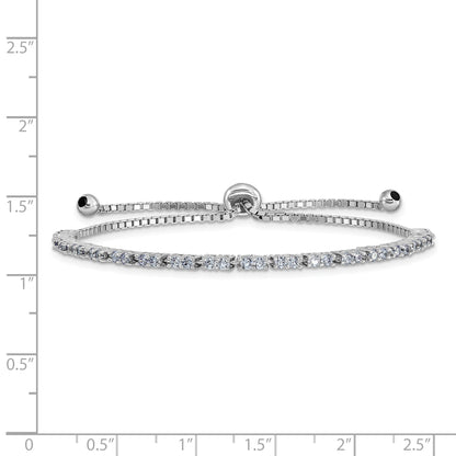 Sterling Silver Rhod-plated June Light Purple CZ Adjustable Bracelet
