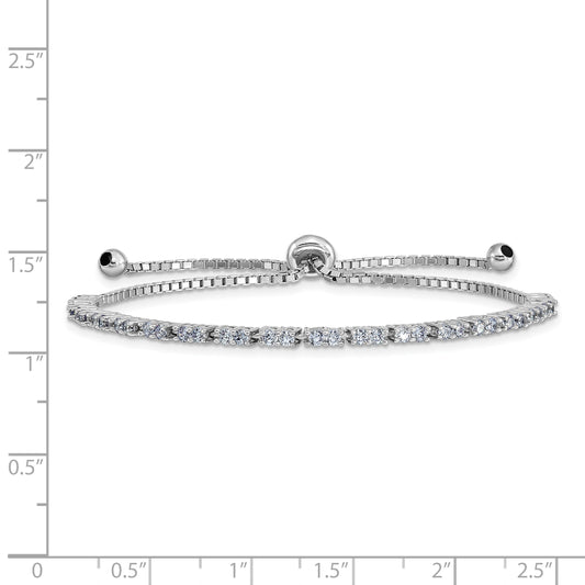 Sterling Silver Rhod-plated June Light Purple CZ Adjustable Bracelet