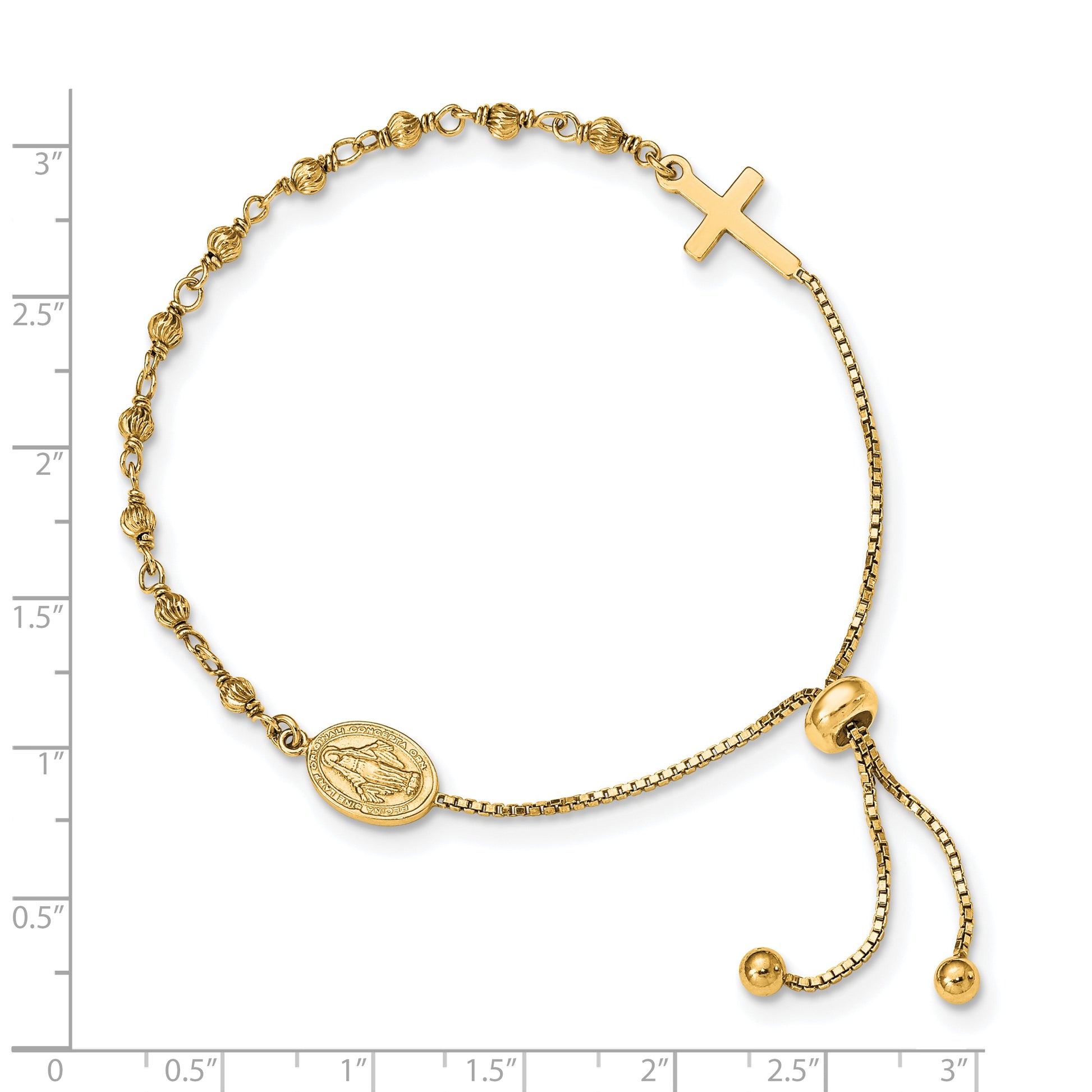 Affordable Expressions Sterling Silver Gold-tone Miraculous Medal Adjustable Bracelet