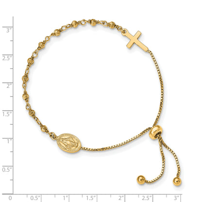 Affordable Expressions Sterling Silver Gold-tone Miraculous Medal Adjustable Bracelet