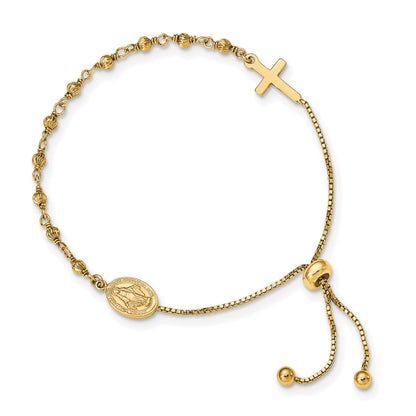 Affordable Expressions Sterling Silver Gold-tone Miraculous Medal Adjustable Bracelet