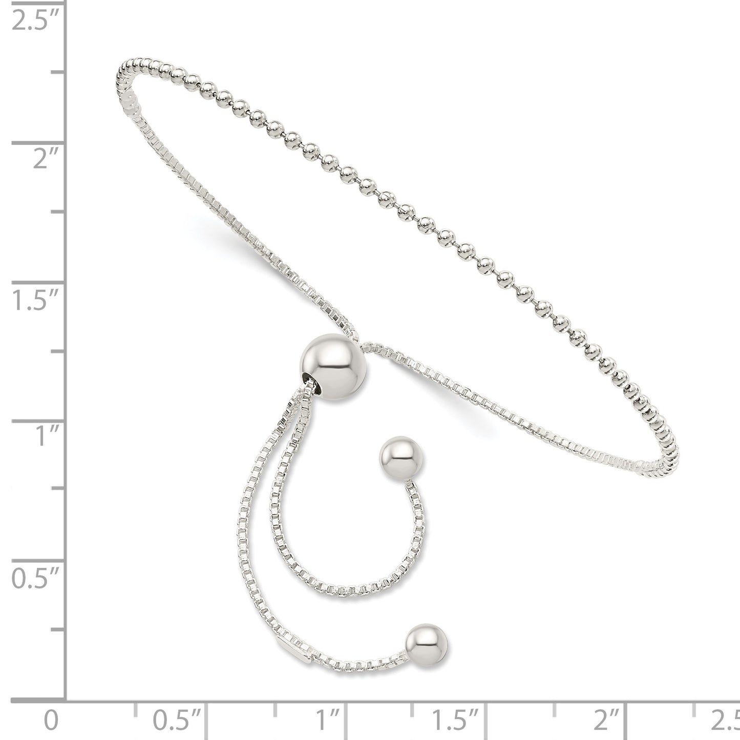Sterling Silver Beaded Adjustable Bracelet