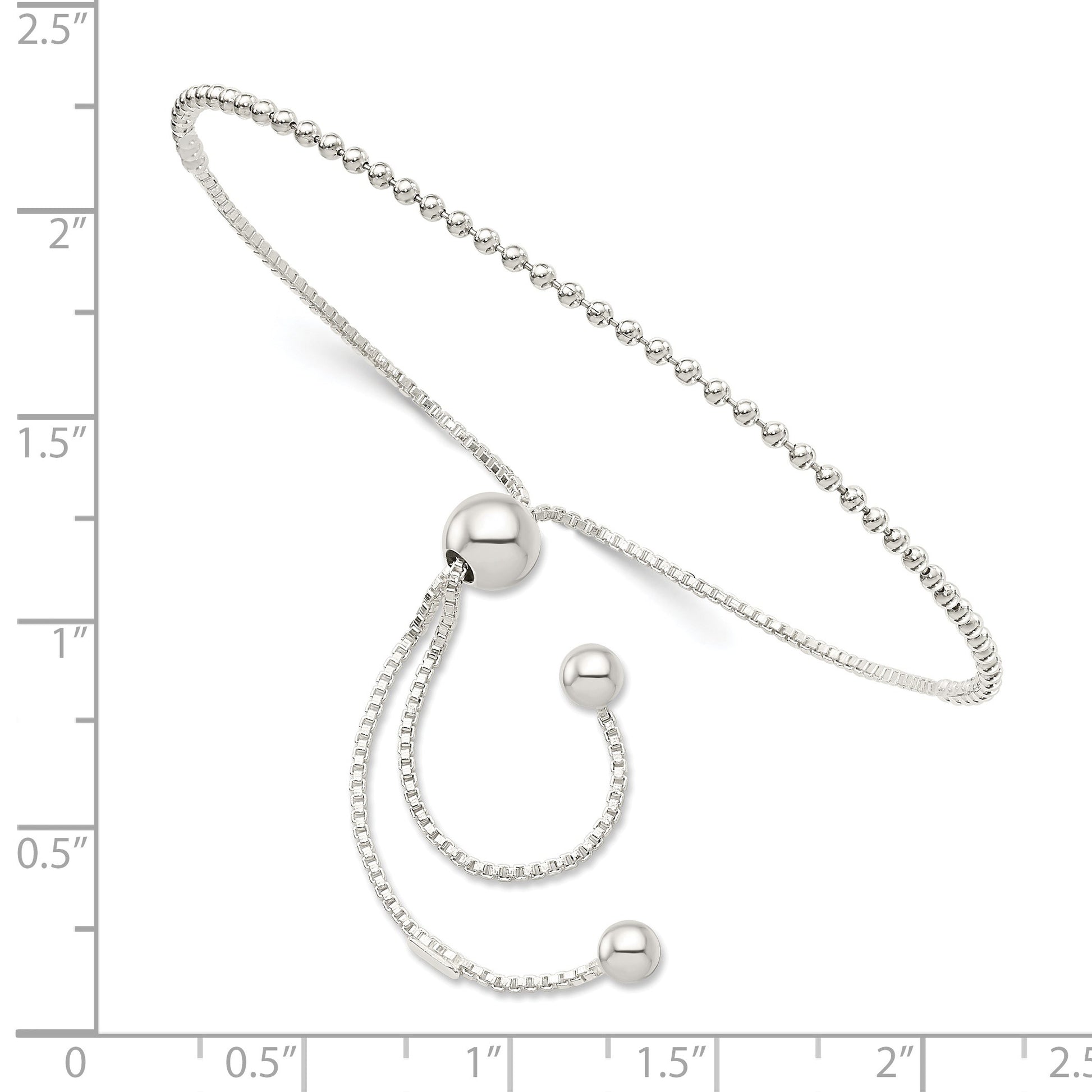 Sterling Silver Beaded Adjustable Bracelet