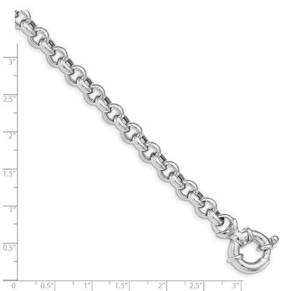 Sterling Silver Rhodium Plated Polished Rolo Link Bracelet