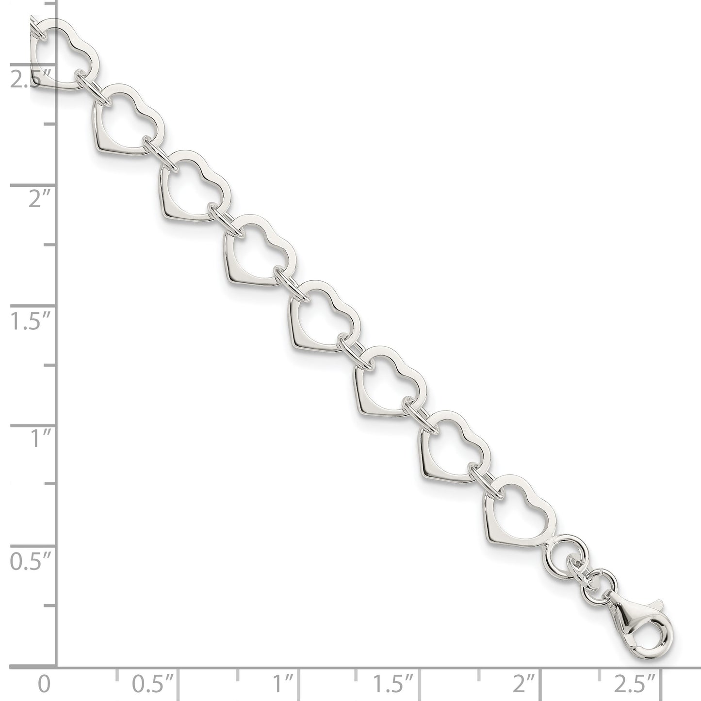 Sterling Silver Polished Heart Bracelet