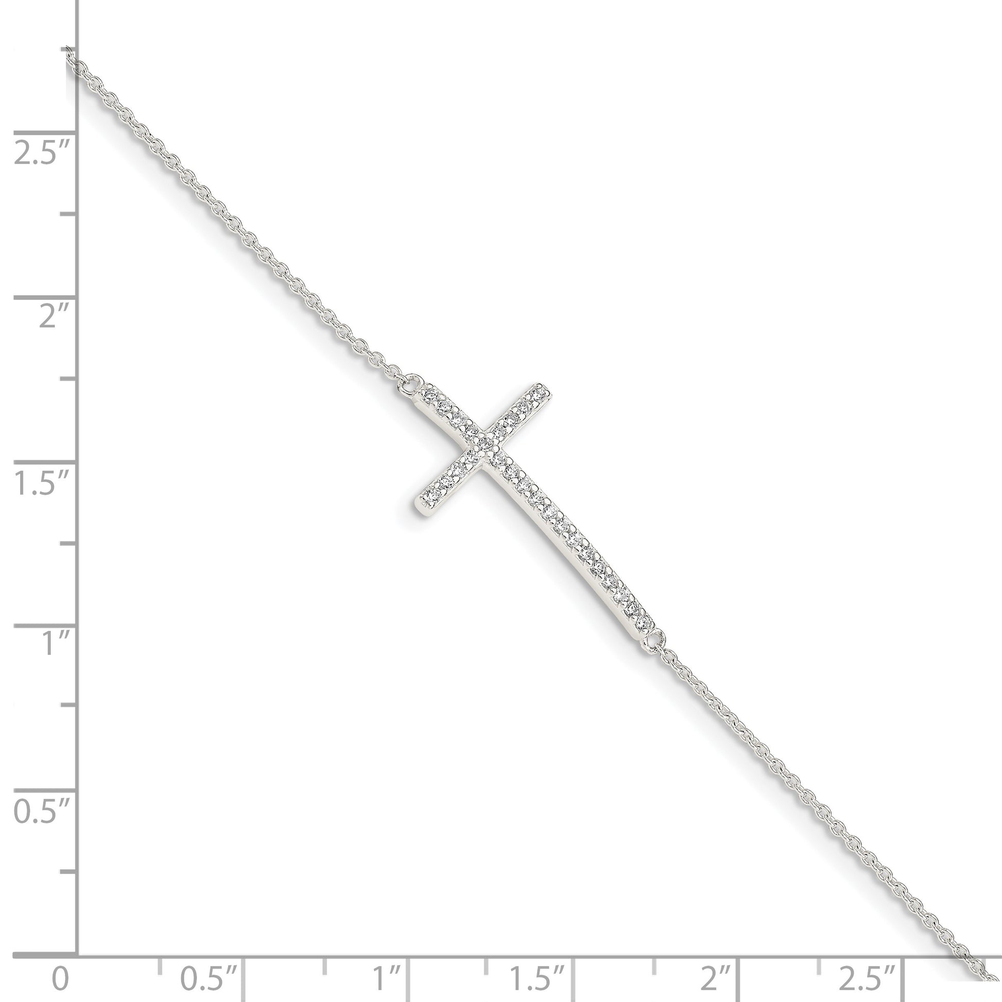 Sterling Silver CZ Cross Bracelet