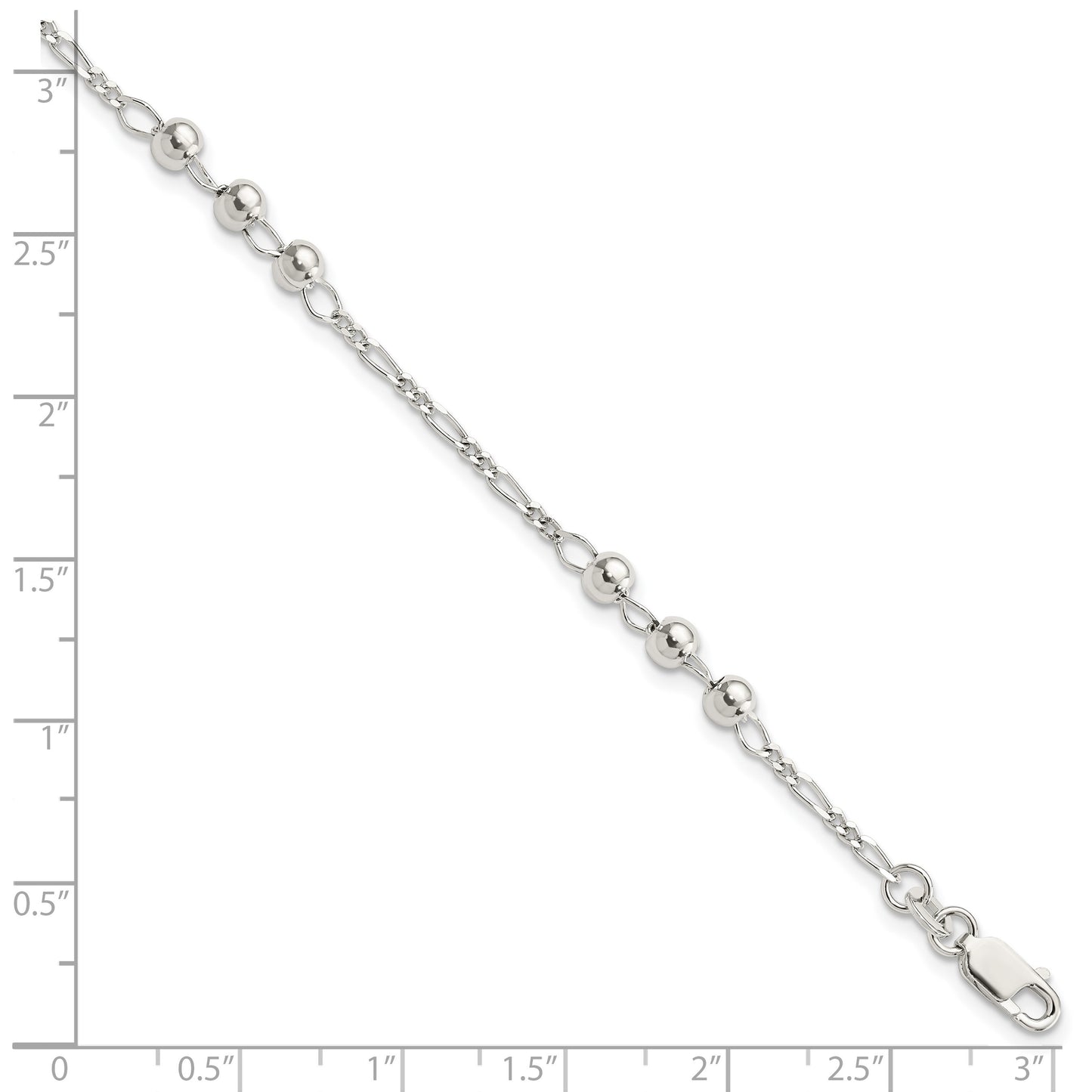 Sterling Silver Diamond Cut Beaded Bracelet