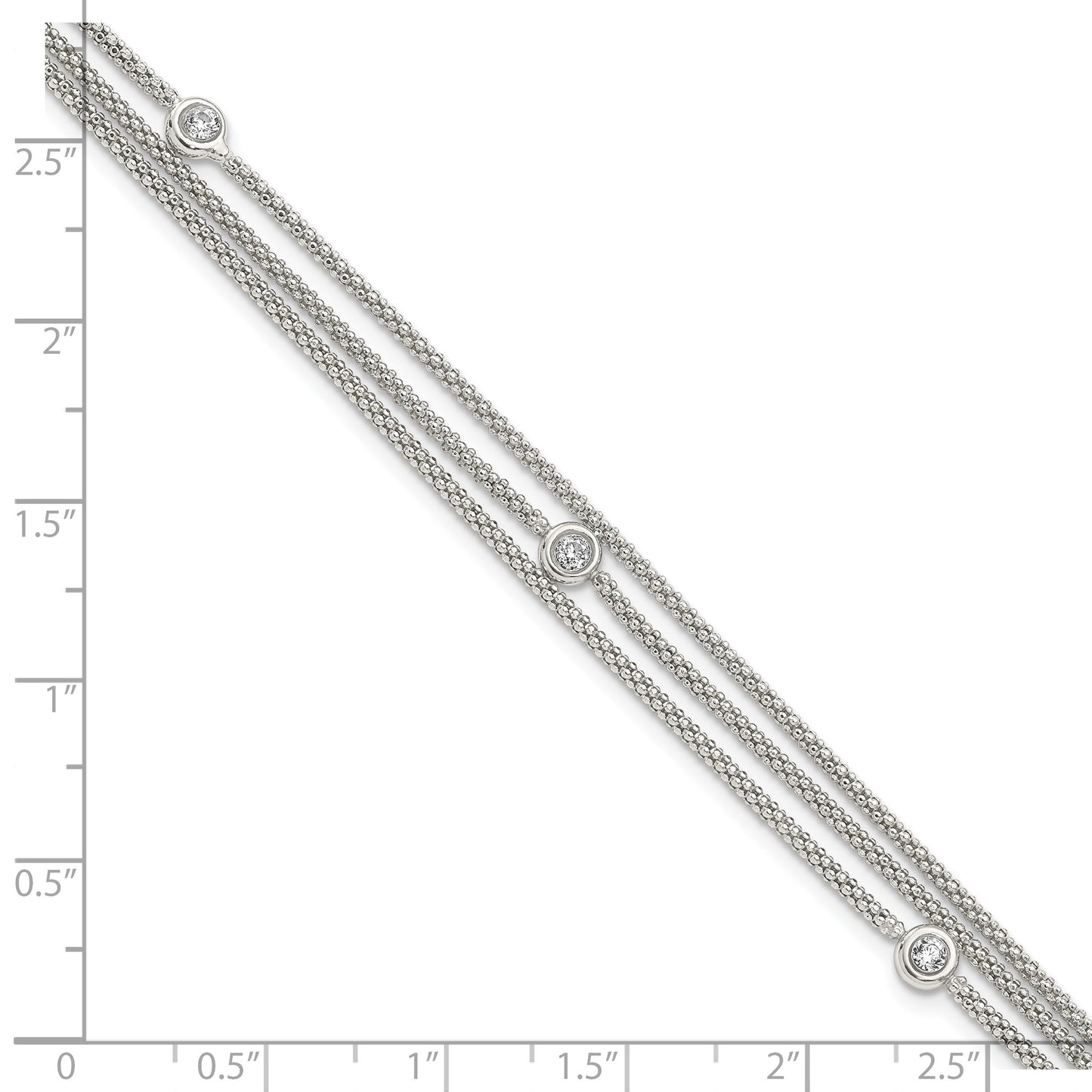Sterling Silver Polished Multi Strand CZ Bracelet