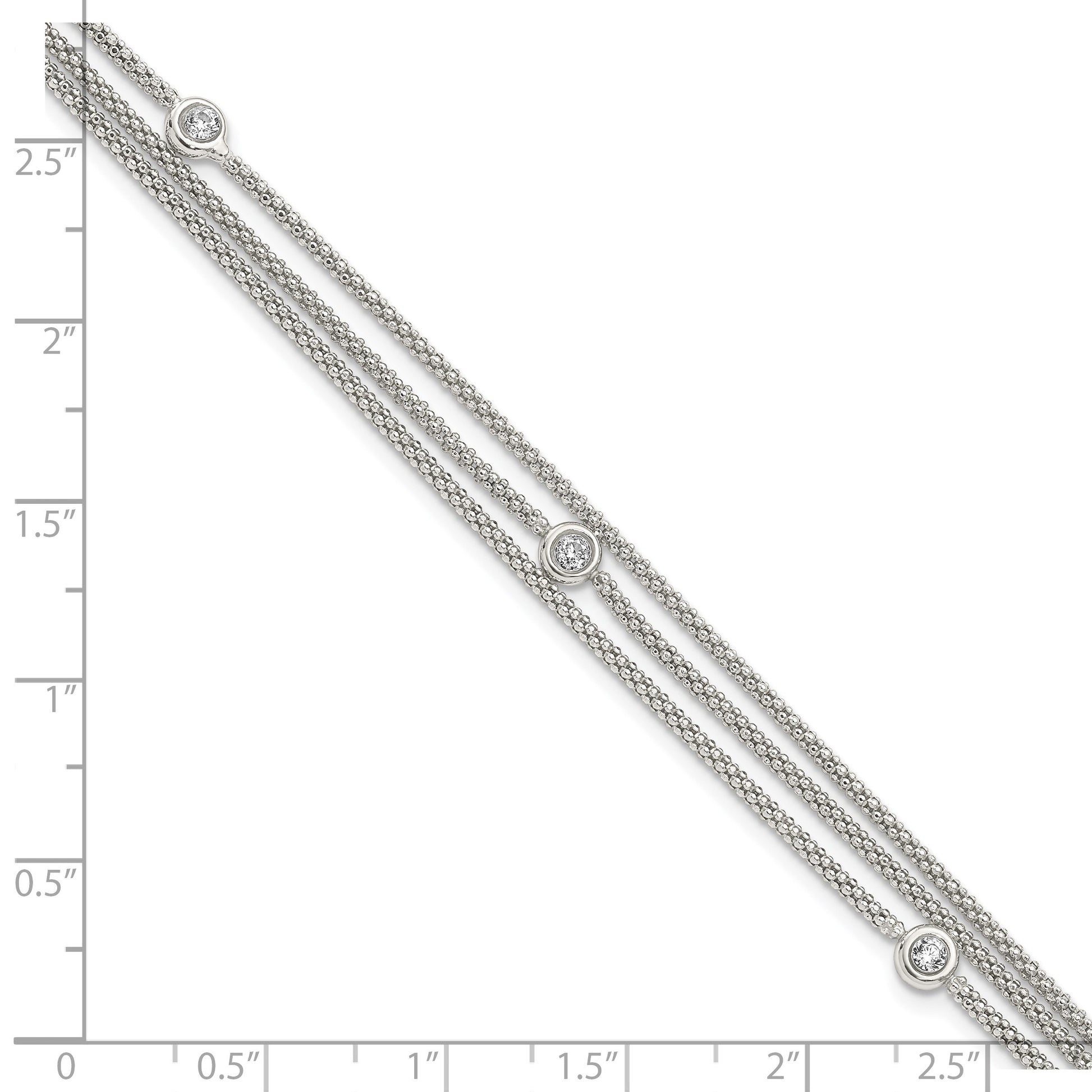 Sterling Silver Polished Multi Strand CZ Bracelet