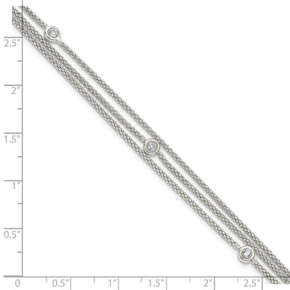 Sterling Silver Polished Multi Strand CZ Bracelet