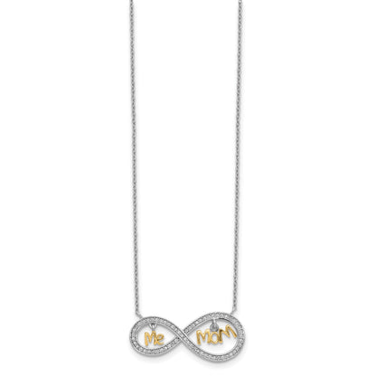 Sterling Silver Gold-plated MOM and ME CZ Infinity Necklace