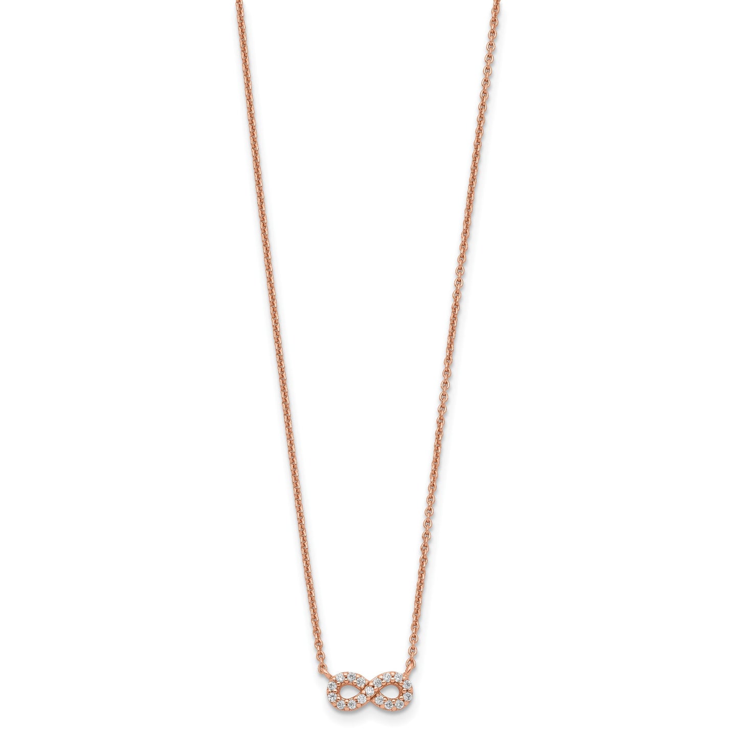 Sterling Silver Rose-tone CZ Infinity Necklace