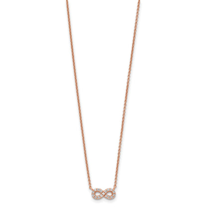 Sterling Silver Rose-tone CZ Infinity Necklace