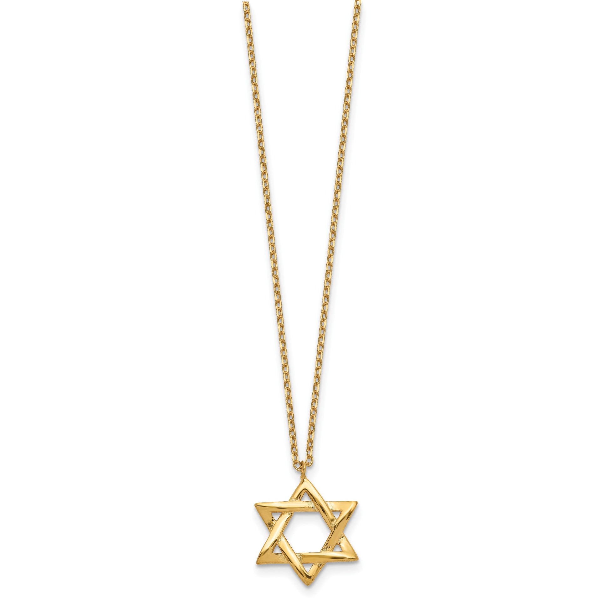 Sterling Silver Gold-tone Star of David 16.5 inch Necklace with 1 inch extension