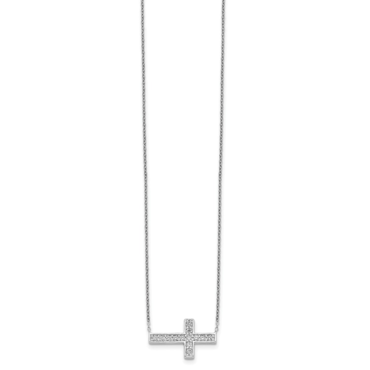 Sterling Silver CZ Cross Necklace