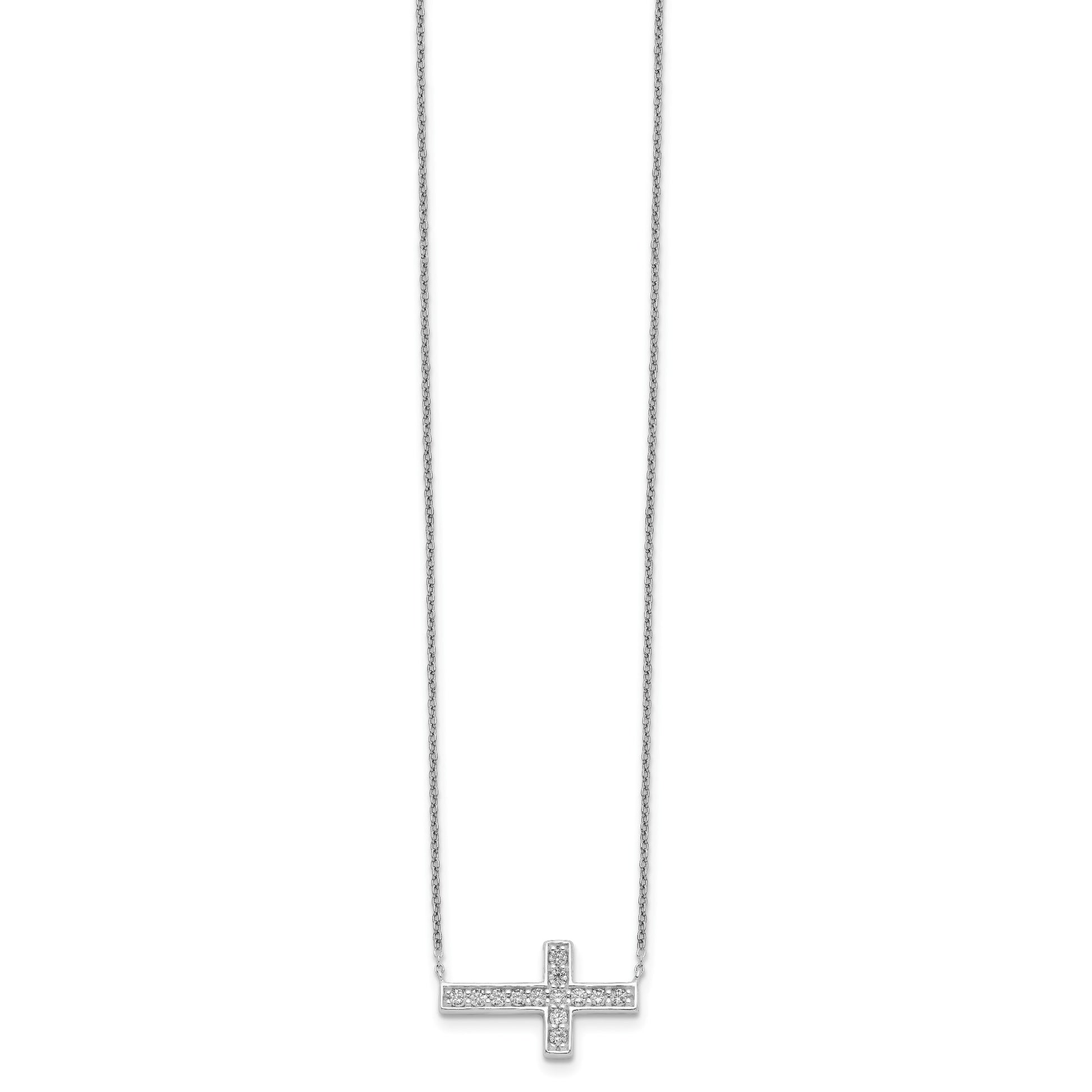 Sterling Silver CZ Cross Necklace