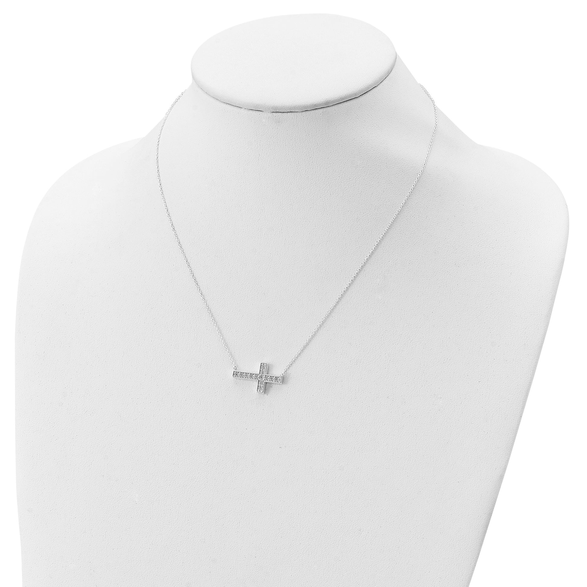 Sterling Silver CZ Cross Necklace