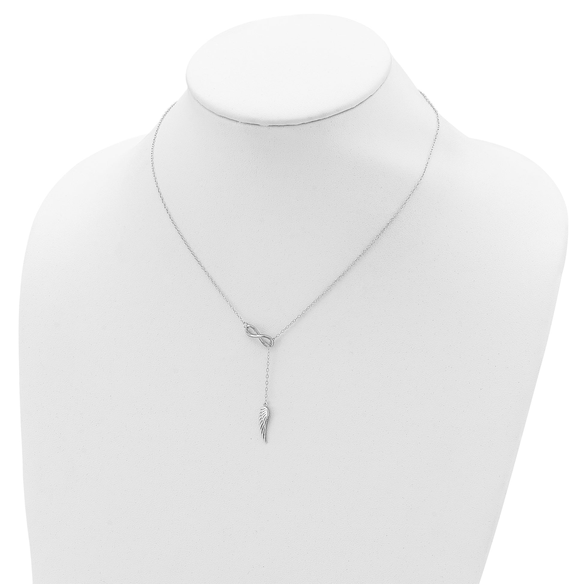 Sterling Silver RH-plated Open Infinity/Wing w/2in ext Necklace