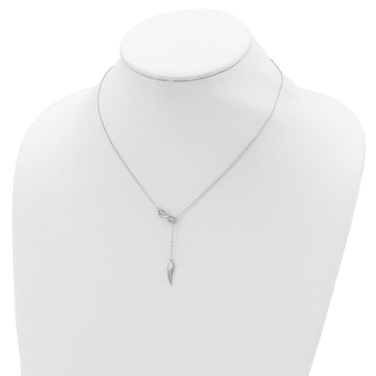 Sterling Silver RH-plated Open Infinity/Wing w/2in ext Necklace