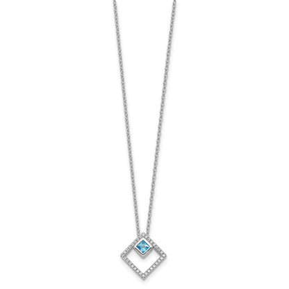 Sterling Silver RH-plated 5mm CZ and Spinel w/1in. Ext. Necklace