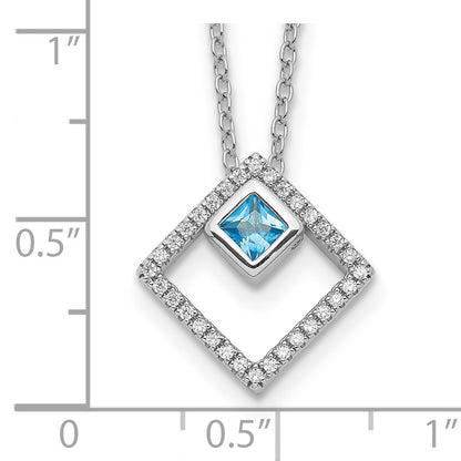 Sterling Silver RH-plated 5mm CZ and Spinel w/1in. Ext. Necklace