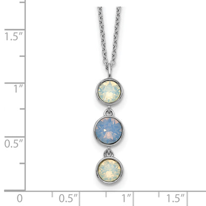 Sterling Silver Rhod-plated Blue and White Crystal w/ 2in ext Necklace