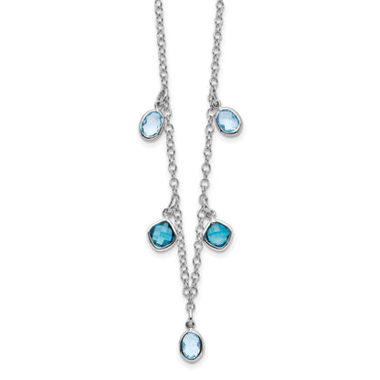 Sterling Silver Rhod-plat London and Sky Blue Topaz w/ 2in ext. Necklace