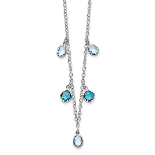 Sterling Silver Rhod-plat London and Sky Blue Topaz w/ 2in ext. Necklace