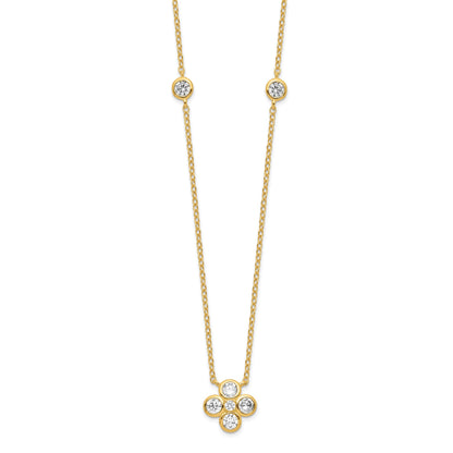 Sterling Silver 14K Gold-plated Polished CZ 18in w/2in ext. Necklace