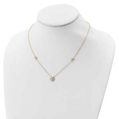 Sterling Silver 14K Gold-plated Polished CZ 18in w/2in ext. Necklace